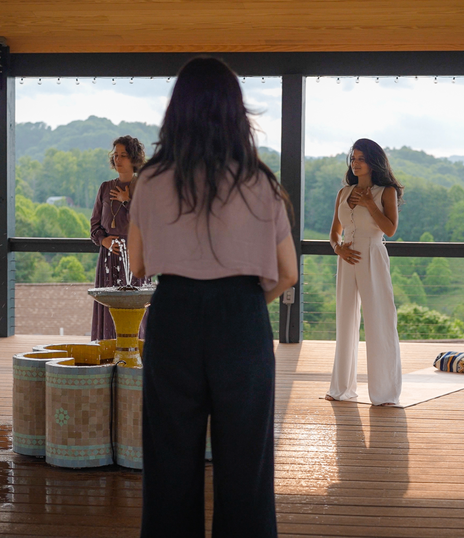 Ceremony at Munaya with Saloua on the deck overlooking the Blue Ridge